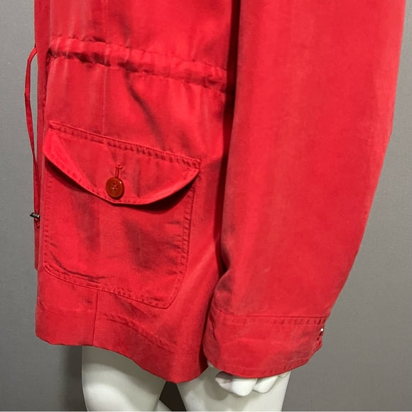 Chico’s Tomato Red Modal Lightweight Rain Safari Jacket Sz-1X