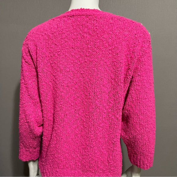 Vintage Carson Pirie Scott Textured Faux Pearl Collar Pink Sweater Sz-Medium