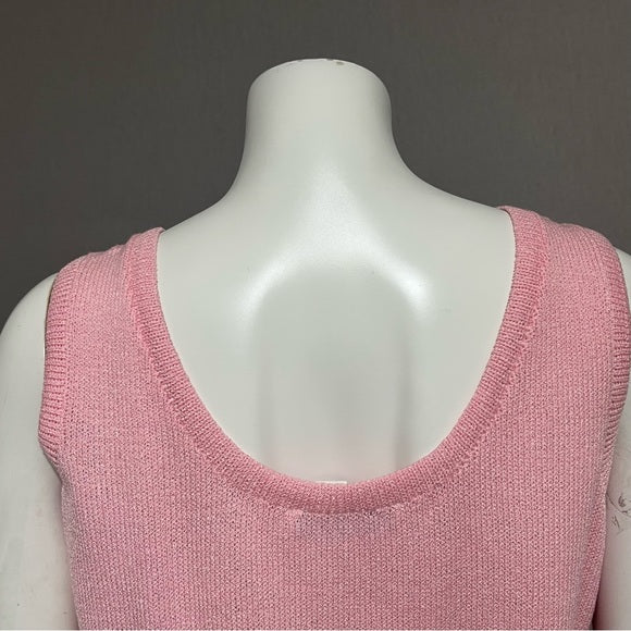 St. John Light Pink Santana Knit Shell Sleeves Top Sz-Medium