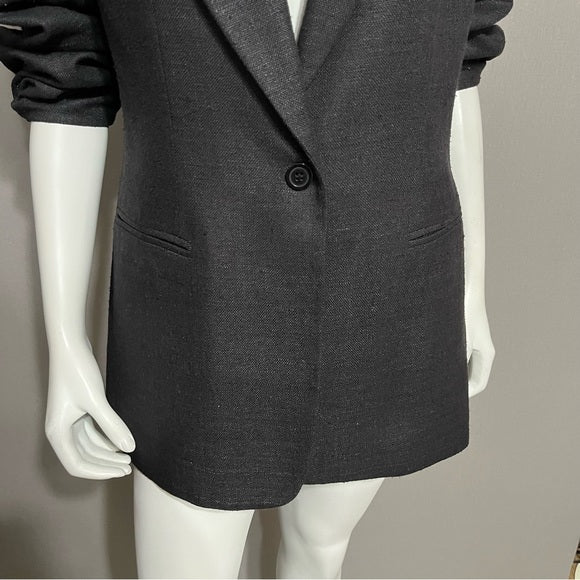 Vintage Hillary Charles 100% Silk Black One Button Blazer Sz-12