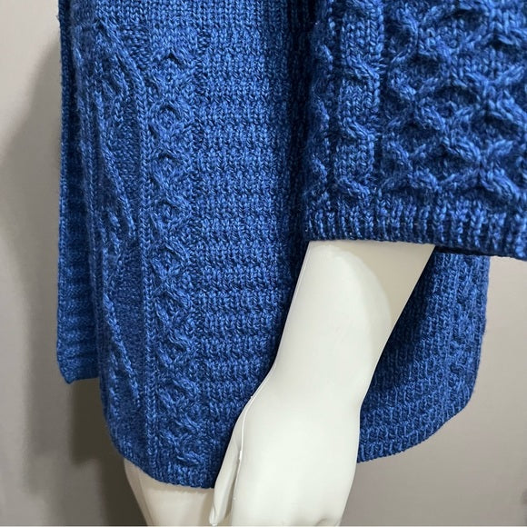 Kilronan Knitwear Ireland Merino Wool Blue Cable Knit Sweater Sz-XX