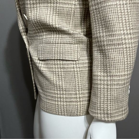 Austin Reed Wool Blend Tan Houndstooth Unisex Blazer Sz-XL