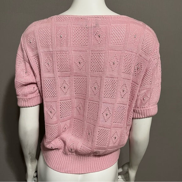 Vintage Keneth Too Acrylic With Silver Beads Crewneck Sweater Sz-Small