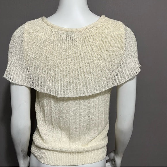 Vintage Joyce Cream Sleeveless Overlay Collar Sz-Small