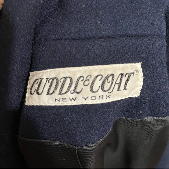 Vintage Cuddle Coat Navy Wool Blend Coat Sz-Medium