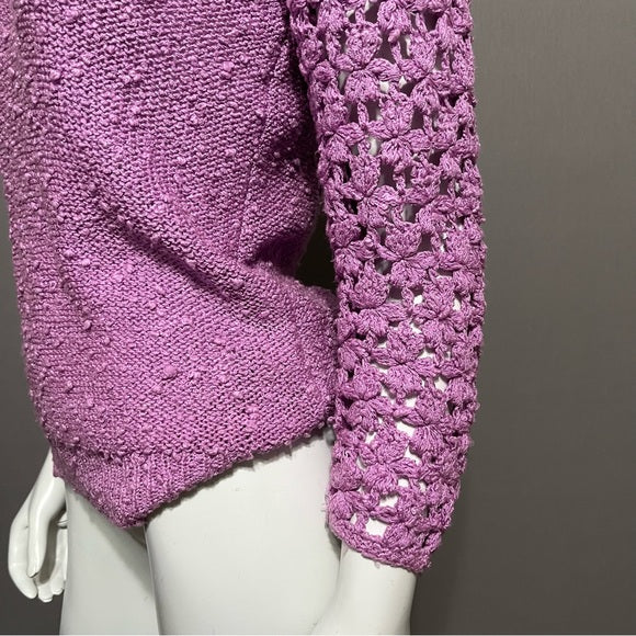 Vintage LeRoy Lavender Crochet Knit Sleeve With Beading Sz-Medium