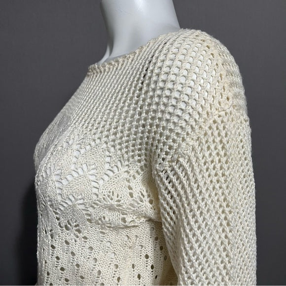 Vintage It’s Pure Gould Cream Knit Sweater Sz-Small