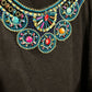 Slinky Brand Black Poncho Tunic With Beaded Collar Top Sz-1X