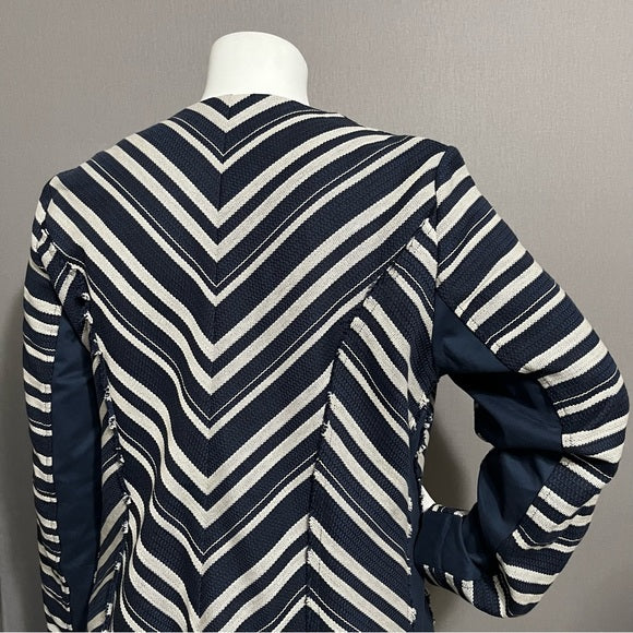 Lane Bryant Blue | Cream Striped Cotton Blazer Sz-20