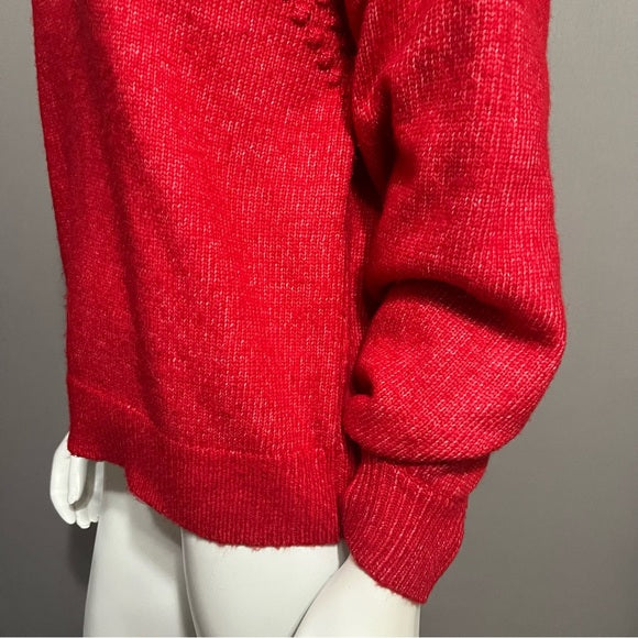 Nine West Tomato Red Popcorn Crew Neck Sweater Sz-Small