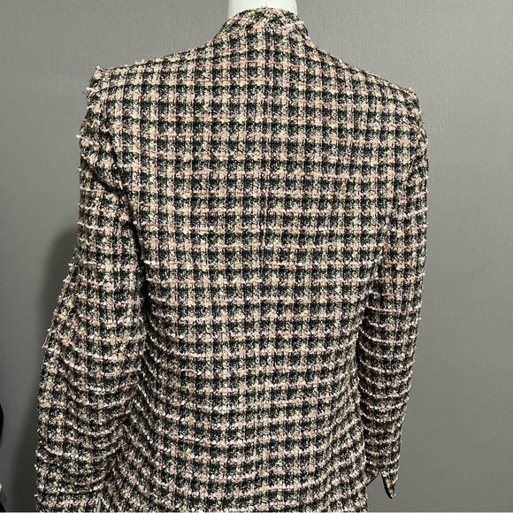 Studio 1 Plaid Tweed Pink & Black Open Blazer Sz-8