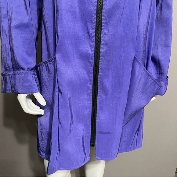 Maralyce Ferree Purple Nylon Zip Front Rain Jacket Sz-Large