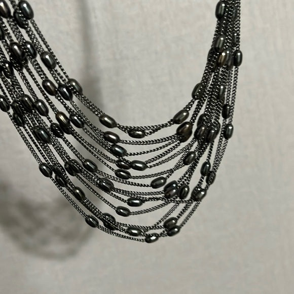 Black Multi Stranded Chain Necklace One Size