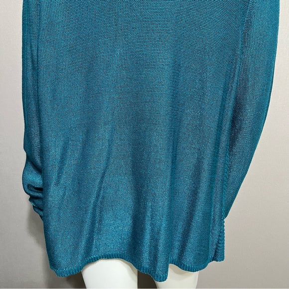 Chico’s Turquoise Open Front Long Sleeve Knit Cardigan Sz-Large