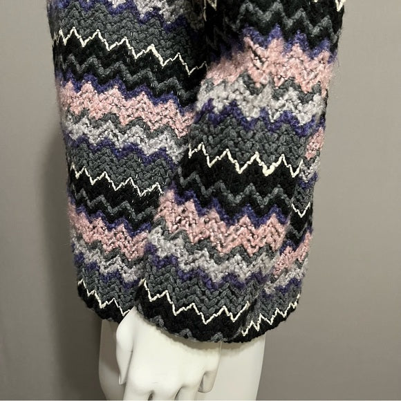 Vintage Lady Blair Pink/Gray/Black Zig Zag Cardigan Sz-Medium