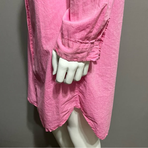 Gilligan & O’Malley Pink 100% Cotton Sleepwear Long Button Front Shirt Sz-XL