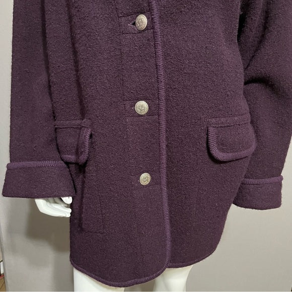 Talbots 100% Wool Unlined Purple Coat Sz-Medium