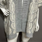 Aerie Gray & White Neutral Print Open Front Hooded Cardigan Sz-Lg/XL