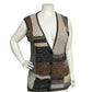 Worthington Neutral Silk &amp; Rabbit Hair Patched Square Sweater Vest Sz-XL (Flaw)