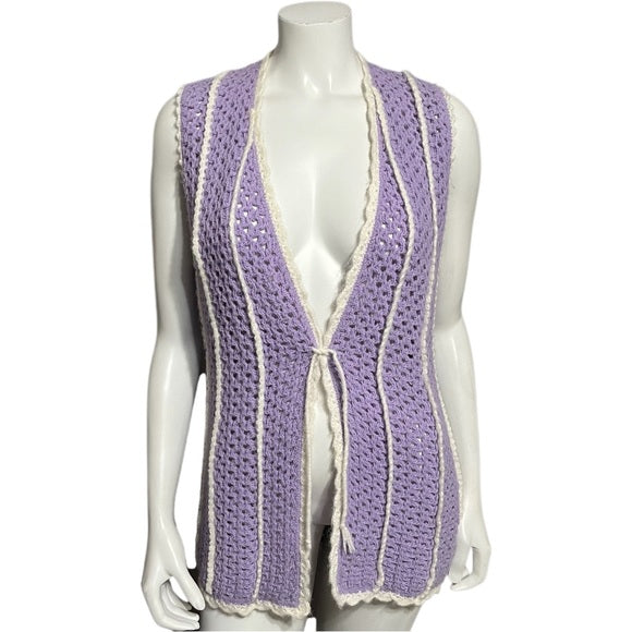 Lavender White Knit Sweater Vest Sz-Small/Medium