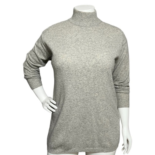 Liz Claiborne Gray Lambswool & Rabbit Hair Mock Neck Oversized Sweater Sz-Medium