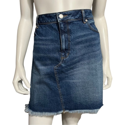 Loft Denim With Unfinished Fringe Hem Skirt Sz-14 NWT