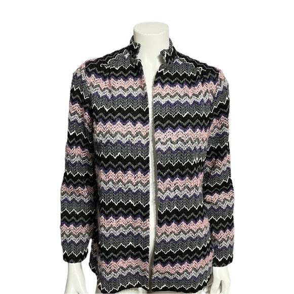 Vintage Lady Blair Pink/Gray/Black Zig Zag Cardigan Sz-Medium