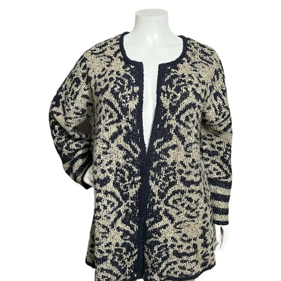 Liz Claiborne Navy & Cream Acrylic Blend Printed Cardigan Sz-1X