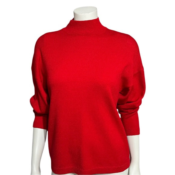 St. John Red Santana Knit Long Sleeve Sweater Sz-Medium