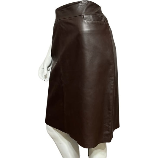 Shin Choi Chocolate Brown Leather Pencil Skirt Size-M/L