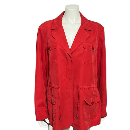 Chico’s Tomato Red Modal Lightweight Rain Safari Jacket Sz-1X