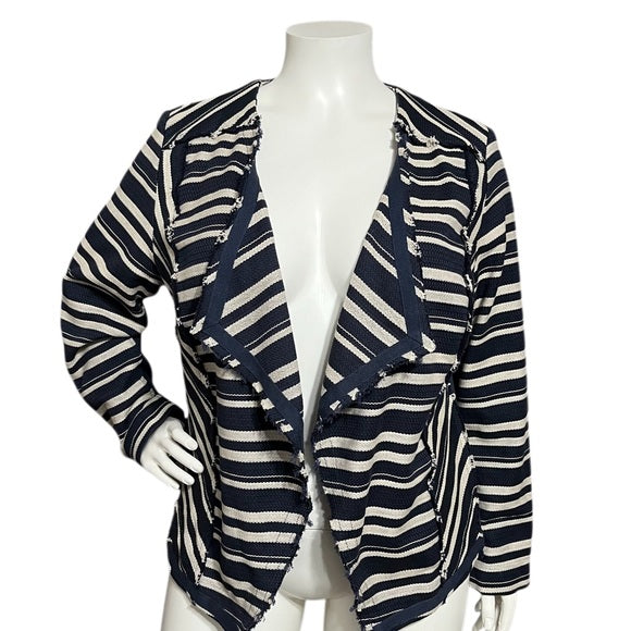 Lane Bryant Blue | Cream Striped Cotton Blazer Sz-20