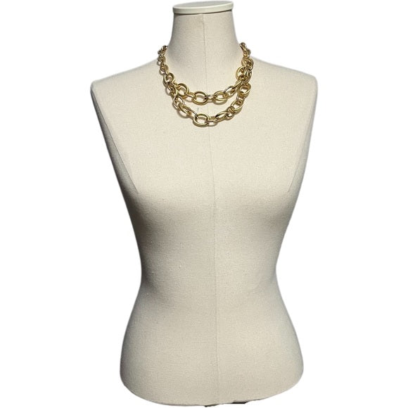 Talbots Gold Double Chain Necklace One Size