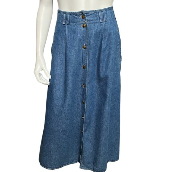 Koret Vintage Denim Button Front Midi Skirt Sz-12