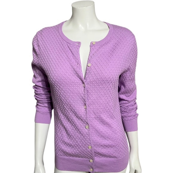 Lands End Lavender Cardigan Sweater Sz-Medium