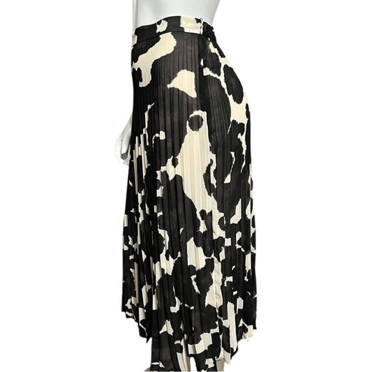 Sanctuary Brown & Cream Cow Print Pleated Skirt Sz-XL