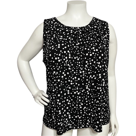 Calvin Klein Black With White Polka Dot Sleeveless Top Sz-3X