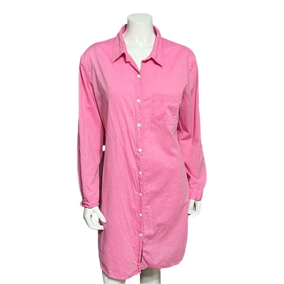 Gilligan & O’Malley Pink 100% Cotton Sleepwear Long Button Front Shirt Sz-XL