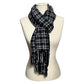 Black & White Plaid With Fringe Scarf One Size