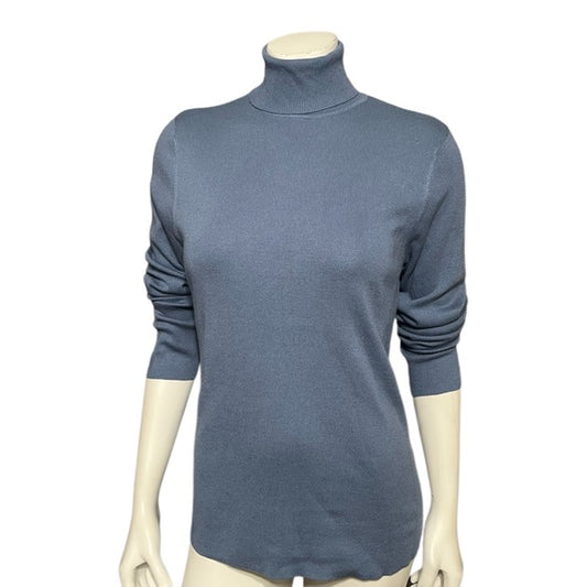 Chico’s Light Blue Rayon Blend Turtleneck Sweater Sz-Medium