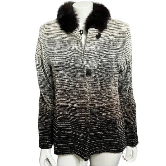 Jinx Striped With Fox Fur Collar