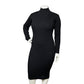 Adrianna Papell Black Ribbed Long Sleeve Sweater Midi Dress Sz-Large