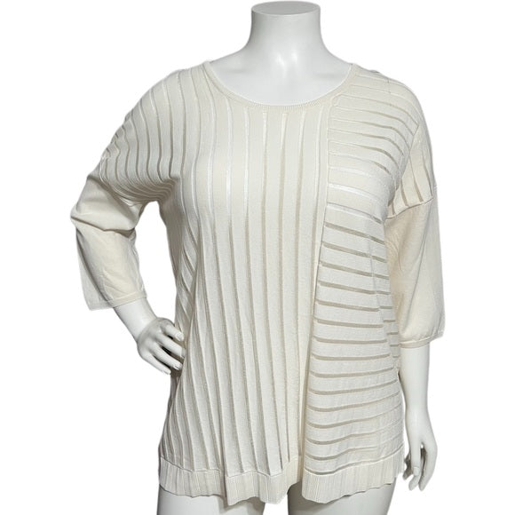 Wynne Layers White Stripe Sweater Sz-XL