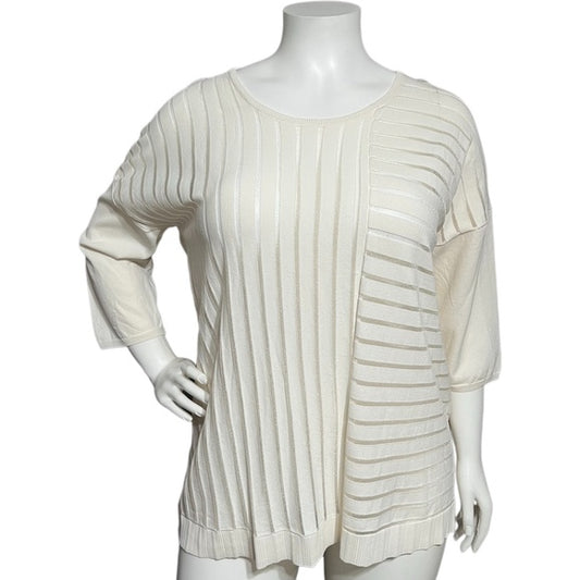 Wynne Layers White Stripe Sweater Sz-XL