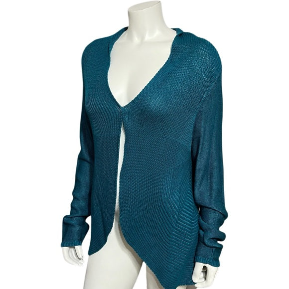 Chico’s Turquoise Open Front Long Sleeve Knit Cardigan Sz-Large