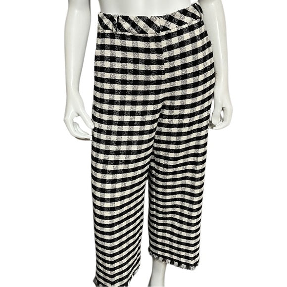 Brooks Brothers Gingham Black | White Cotton Blend Pants Sz-4