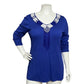 Attitudes By Renee Blue V-Neck Beaded Artsy Cotton Blend Sweater Sz-1X