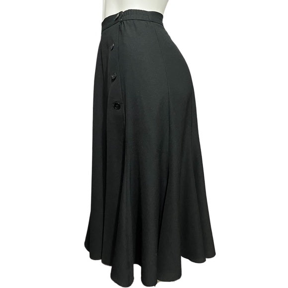 Vintage Cristique Black Fit N Flare Midi Skirt Sz-10