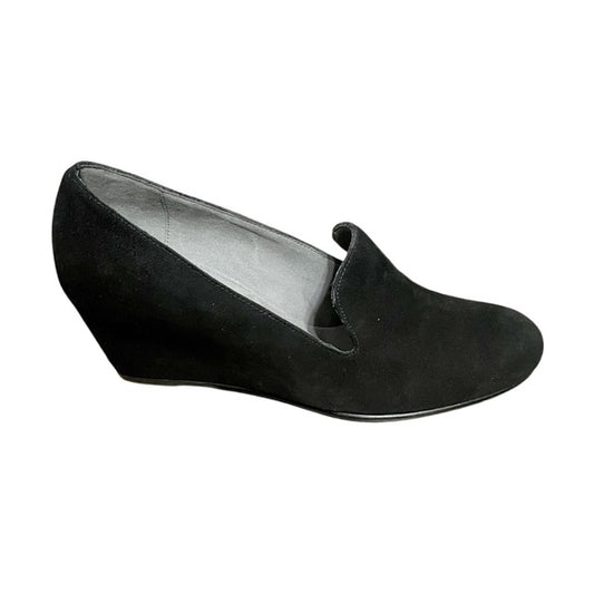 Stuart Weitzman Black Round Toe Suede Wedge Shoes Sz-9