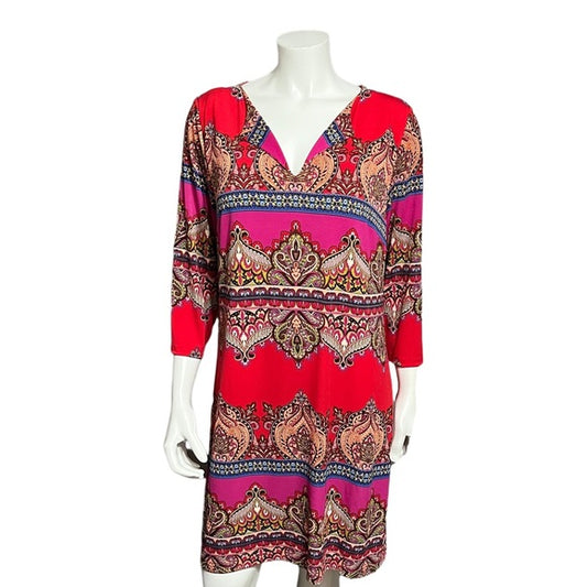 Laundry by Shelli Segal Multicolored Paisley Knit Tunic Dress Sz-14